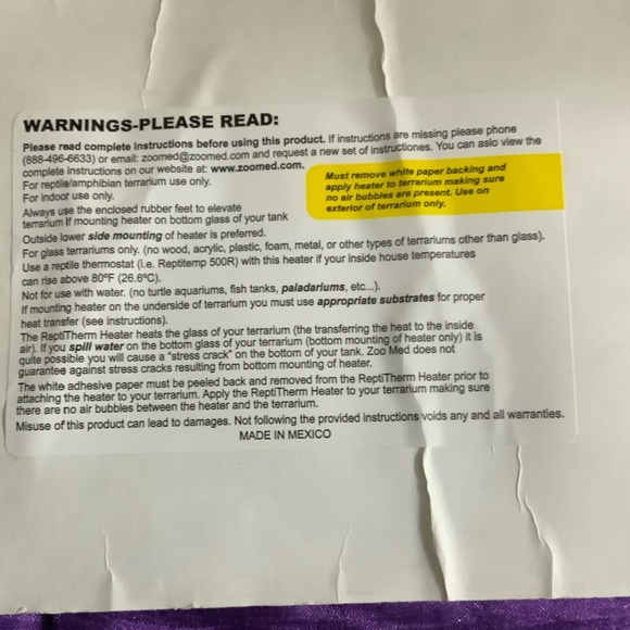 Reptile heater ZooMed Rh-4 Reptile Heater 10-20 Gallon Zoomed UTH under tank - Picture 7 of 9